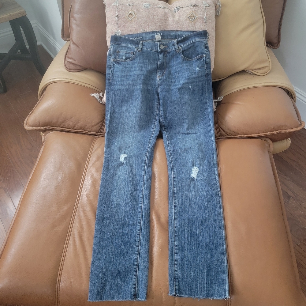Loft Original Straight Raw Hem Jeans